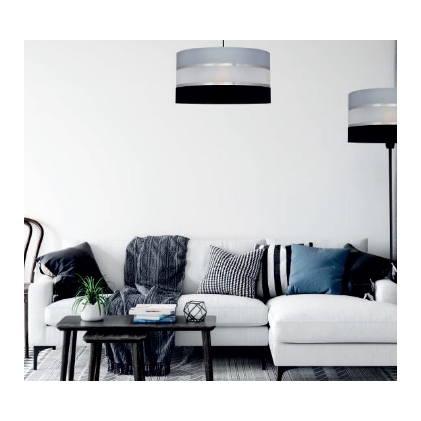 Riippukattokruunu HELEN 3xE27/15W/230V musta/harmaa/kiiltävä kromi