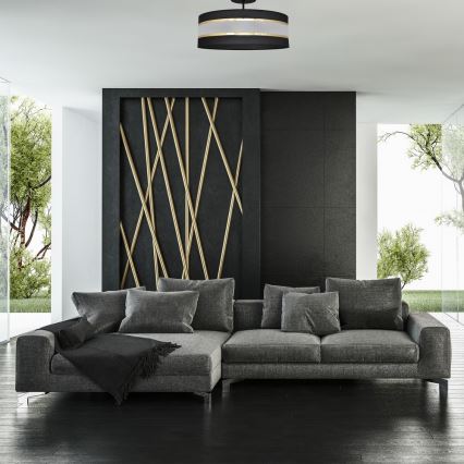 Riippukattokruunu HELEN 3xE27/15W/230V musta/kultainen