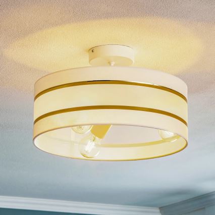 Riippukattokruunu HELEN 3xE27/15W/230V valkoinen/kultainen