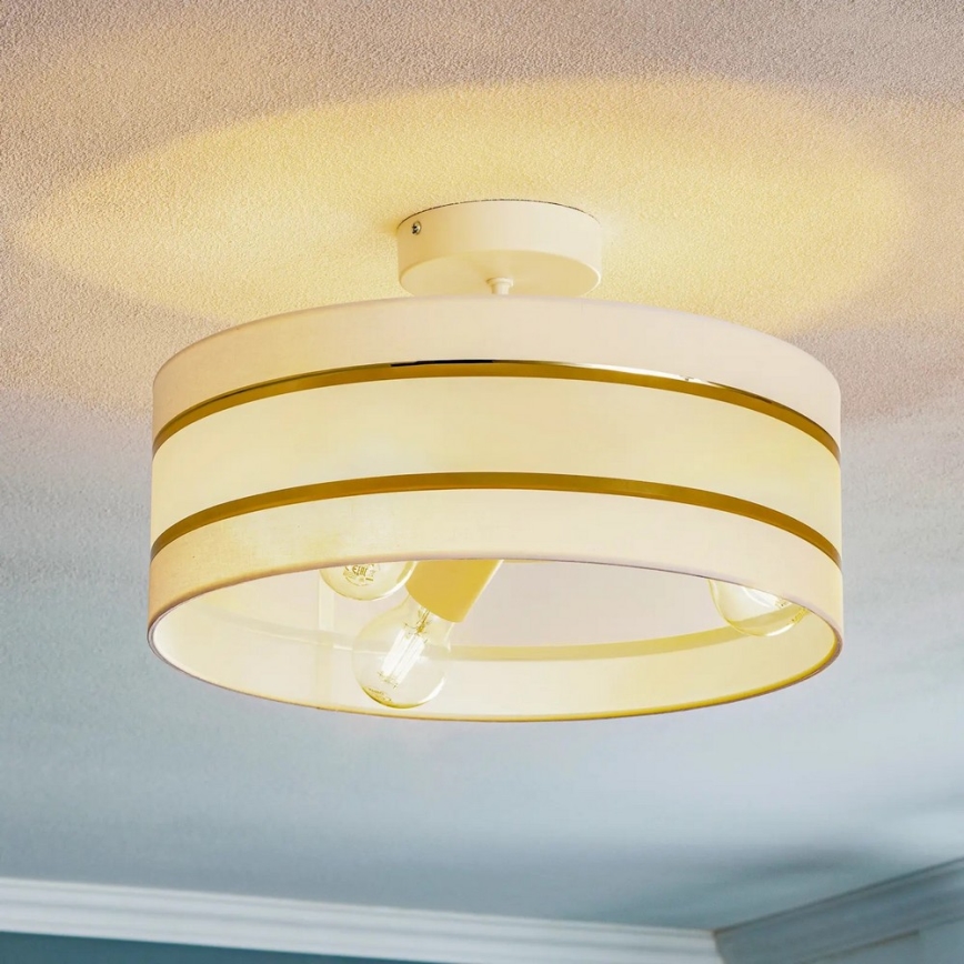 Riippukattokruunu HELEN 3xE27/15W/230V valkoinen/kultainen