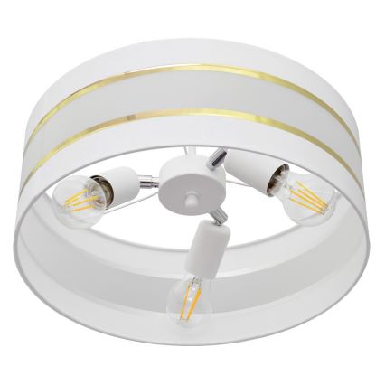 Riippukattokruunu HELEN 3xE27/15W/230V valkoinen/kultainen