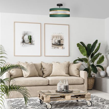 Riippukattokruunu HELEN 3xE27/15W/230V vihreä/kulta