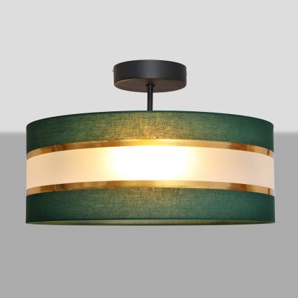 Riippukattokruunu HELEN 3xE27/15W/230V vihreä/kulta