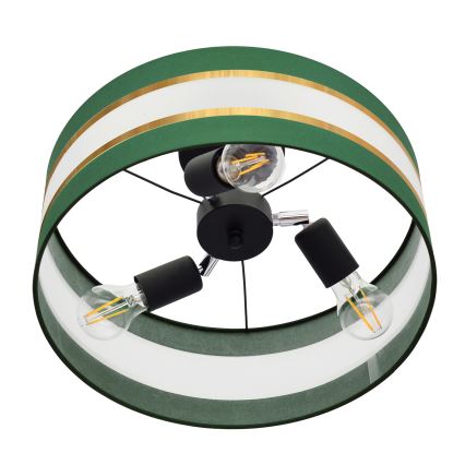 Riippukattokruunu HELEN 3xE27/15W/230V vihreä/kulta