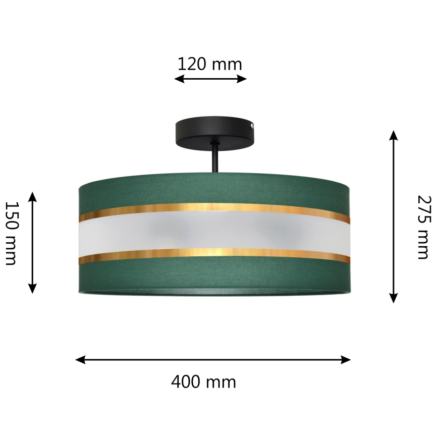 Riippukattokruunu HELEN 3xE27/15W/230V vihreä/kulta