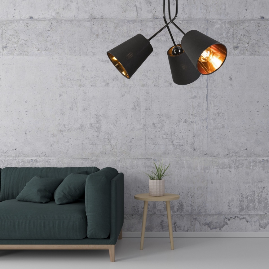 Riippukattokruunu IRMA 3xE27/15W/230V musta