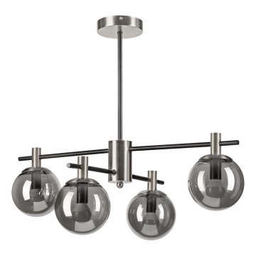 Riippukattokruunu LILOU 4xE14/5W/230V mattakromi/savuinen