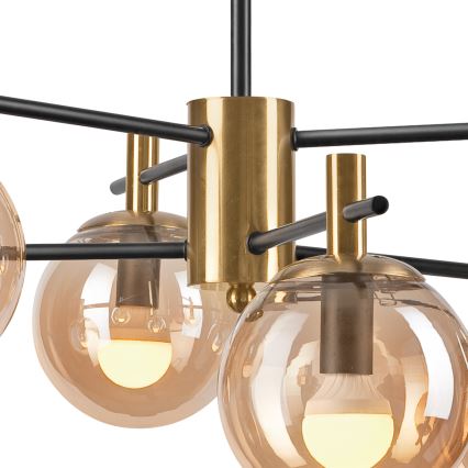 Riippukattokruunu LILOU 6xE14/5W/230V kulta/musta/savuinen beige