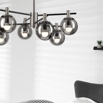 Riippukattokruunu LILOU 6xE14/5W/230V mattakromi/savuinen