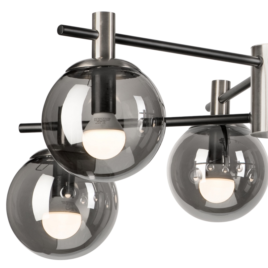 Riippukattokruunu LILOU 6xE14/5W/230V mattakromi/savuinen