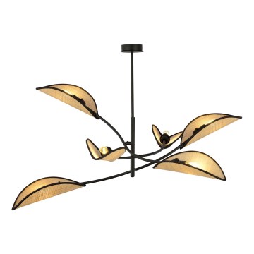 Riippukattokruunu LOTUS 6xE14/10W/230V musta/beige