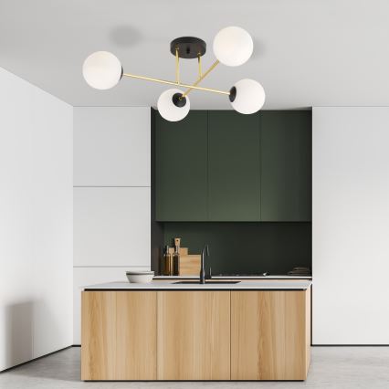 Riippukattokruunu MAGNUM 4xE14/10W/230V valkoinen/kulta/musta