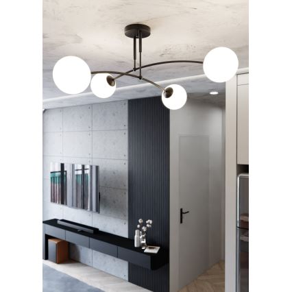 Riippukattokruunu PREGOS 4xE14/10W/230V musta