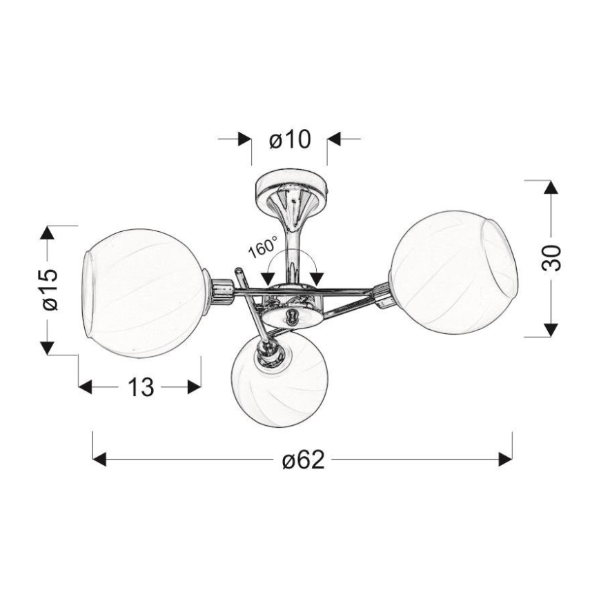 Riippukattokruunu RAUL 3xE14/40W/230V