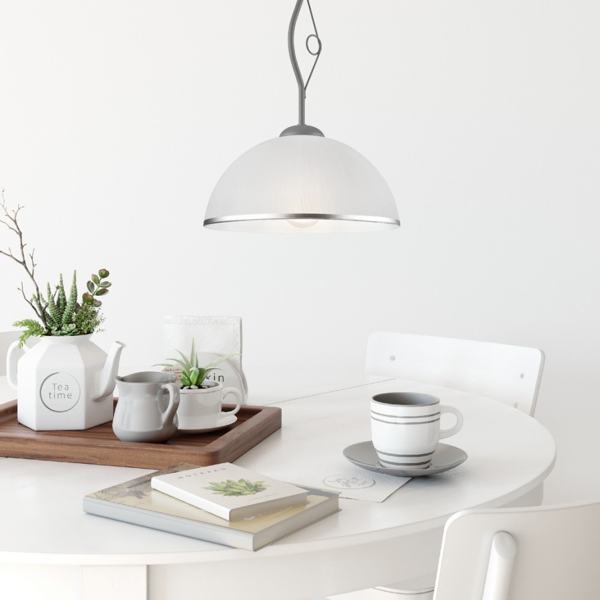 Riippukattokruunu RETRO 1xE27/60W/230V hopea