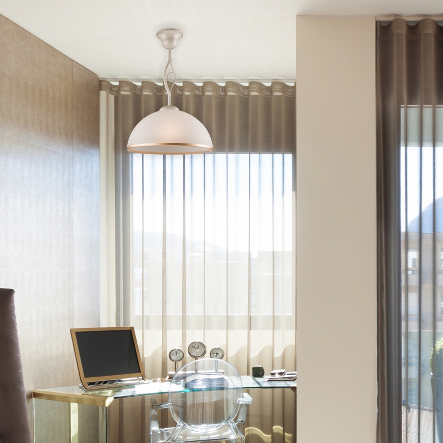 Riippukattokruunu RETRO II 1xE27/60W/230V valkoinen patina