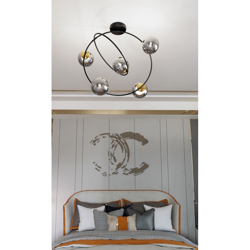 Riippukattokruunu STARDOM 5xE14/10W/230V musta/harmaa