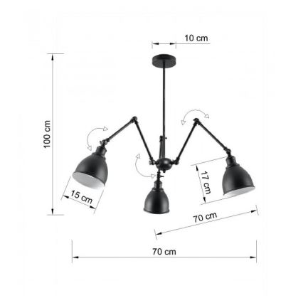 Riippukattokruunu STARK SHADE 3xE27/60W/230V