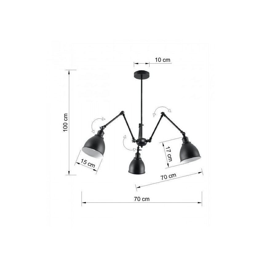 Riippukattokruunu STARK SHADE 3xE27/60W/230V