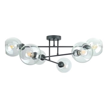 Riippukattokruunu VASCO 6xE27/60W/230V musta/läpinäkyvä