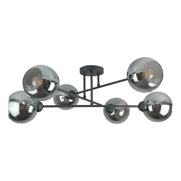 Riippukattokruunu VASCO 6xE27/60W/230V musta/savuinen musta