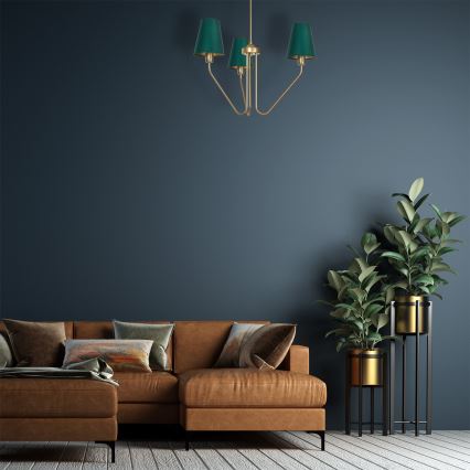 Riippukattokruunu VICTORIA 3xE27/60W/230V vihreä