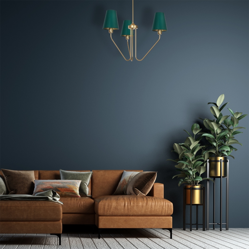 Riippukattokruunu VICTORIA 3xE27/60W/230V vihreä