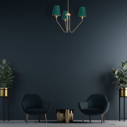 Riippukattokruunu VICTORIA 3xE27/60W/230V vihreä