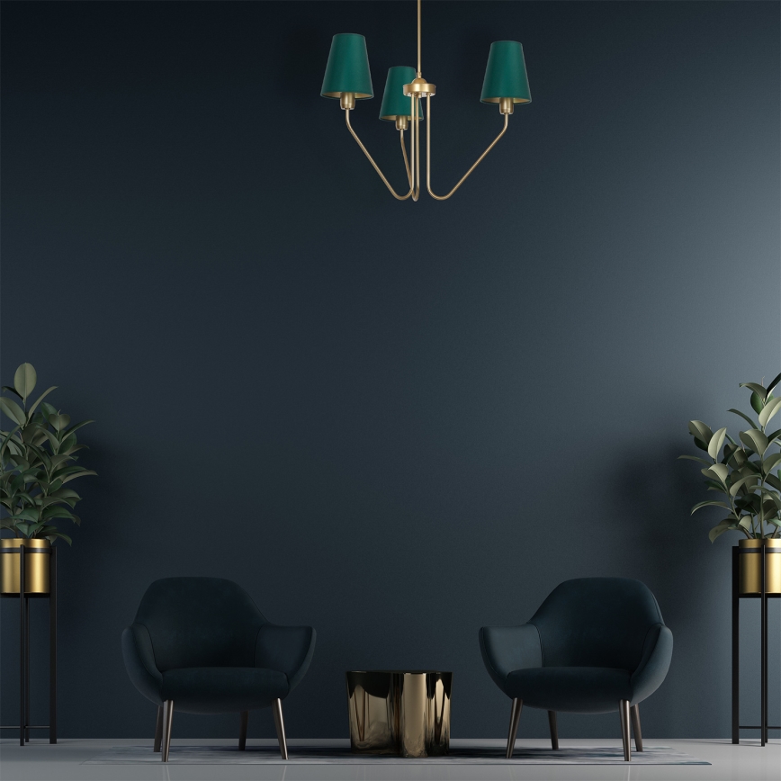 Riippukattokruunu VICTORIA 3xE27/60W/230V vihreä