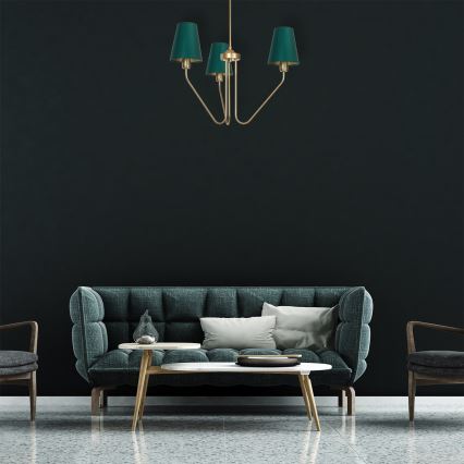 Riippukattokruunu VICTORIA 3xE27/60W/230V vihreä