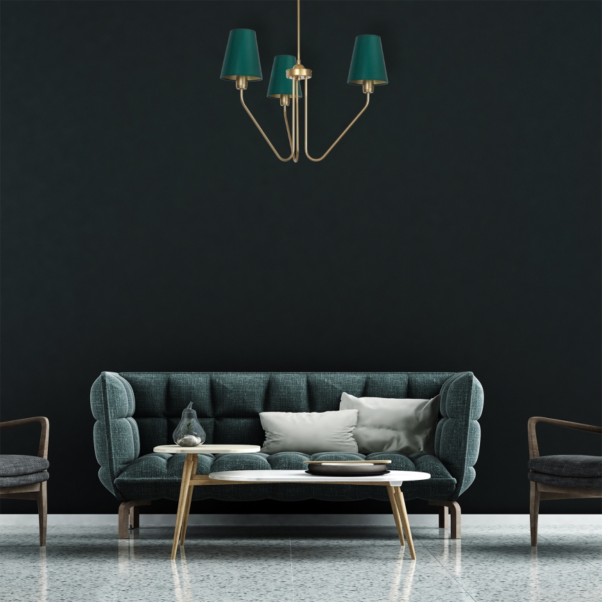 Riippukattokruunu VICTORIA 3xE27/60W/230V vihreä