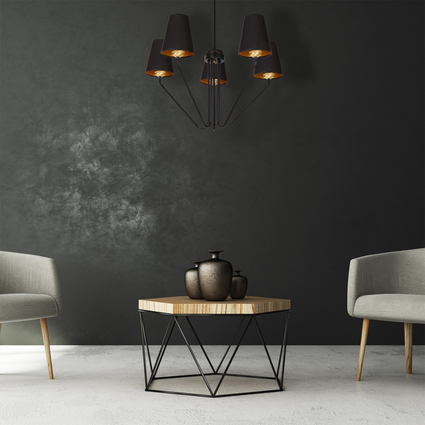 Riippukattokruunu VICTORIA 5xE27/60W/230V musta