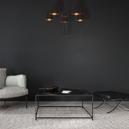 Riippukattokruunu VICTORIA 5xE27/60W/230V musta