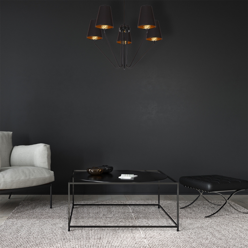 Riippukattokruunu VICTORIA 5xE27/60W/230V musta