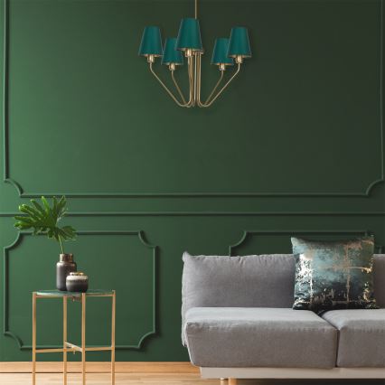 Riippukattokruunu VICTORIA 5xE27/60W/230V vihreä