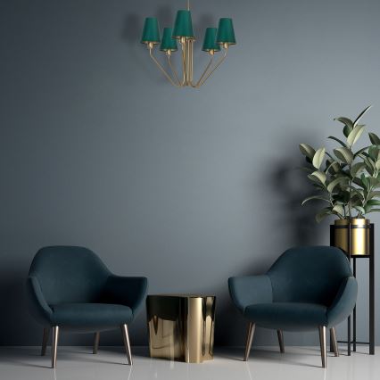 Riippukattokruunu VICTORIA 5xE27/60W/230V vihreä