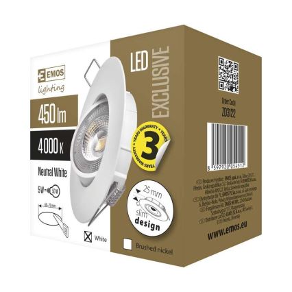 Riippuva LED-kattovalaisin EXCLUSIVE LED/5W/230V 4000 K valkoinen