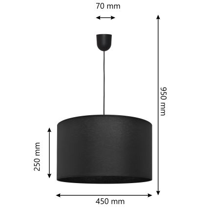 Riippuvalaisin ALBA 1xE27/15W/230V d. 45cm musta
