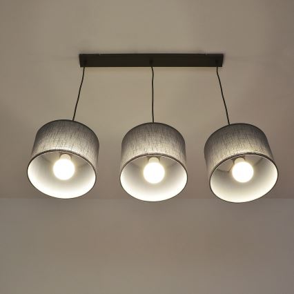 Riippuvalaisin ALBA kaapelilla 3xE27/15W/230V, harmaa