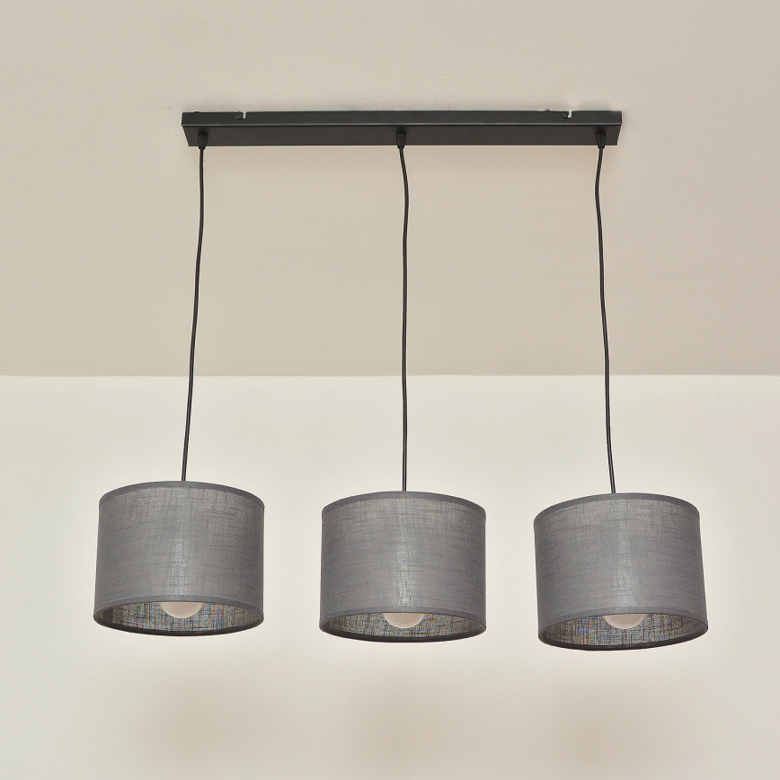 Riippuvalaisin ALBA kaapelilla 3xE27/15W/230V, harmaa