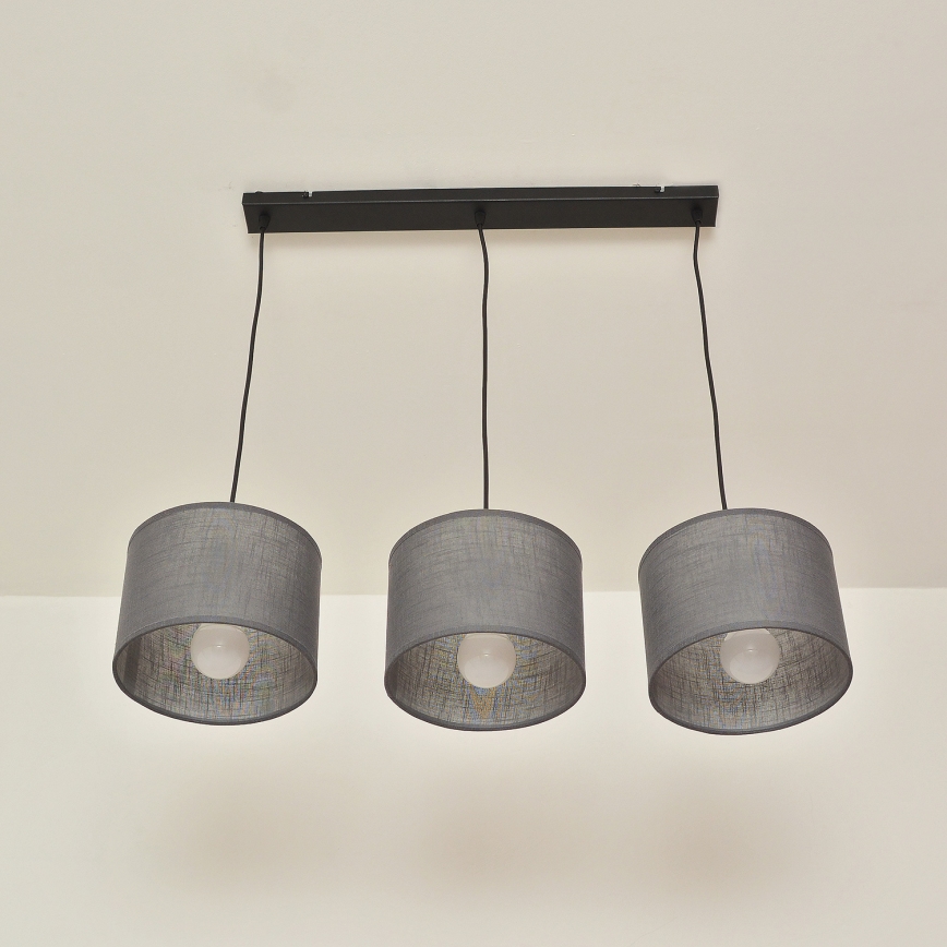 Riippuvalaisin ALBA kaapelilla 3xE27/15W/230V, harmaa