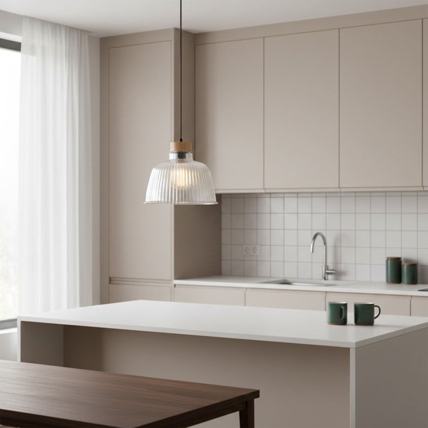 Riippuvalaisin ASTA 1xE27/60W/230V, halkaisija 28 cm, tammi