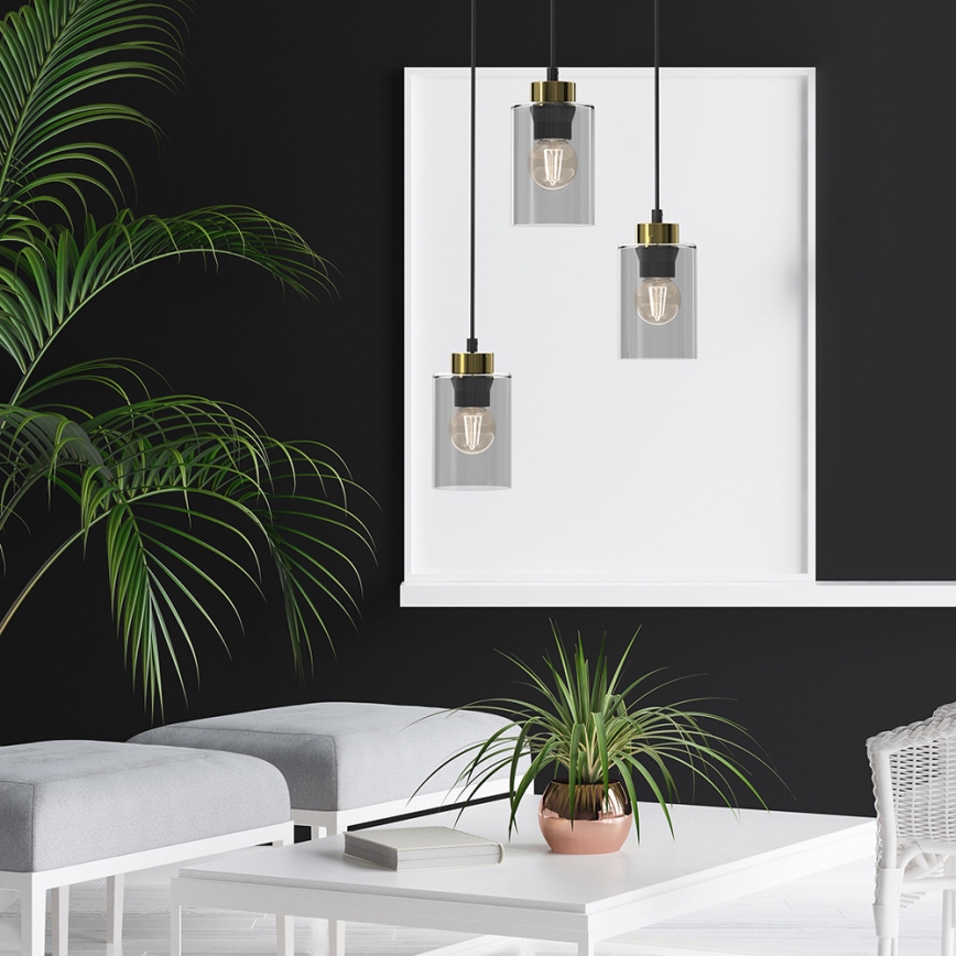 Riippuvalaisin CHIC 3xE27/60W/230V musta/harmaa