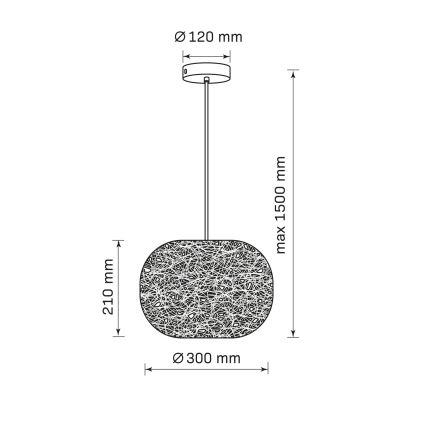 Riippuvalaisin CLEA johdolla 1xE27/20W/230V Ø 30 cm antrasiitti