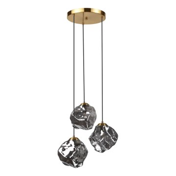 Riippuvalaisin CRISTAL 3xE14/15W/230V messinki/savunmusta