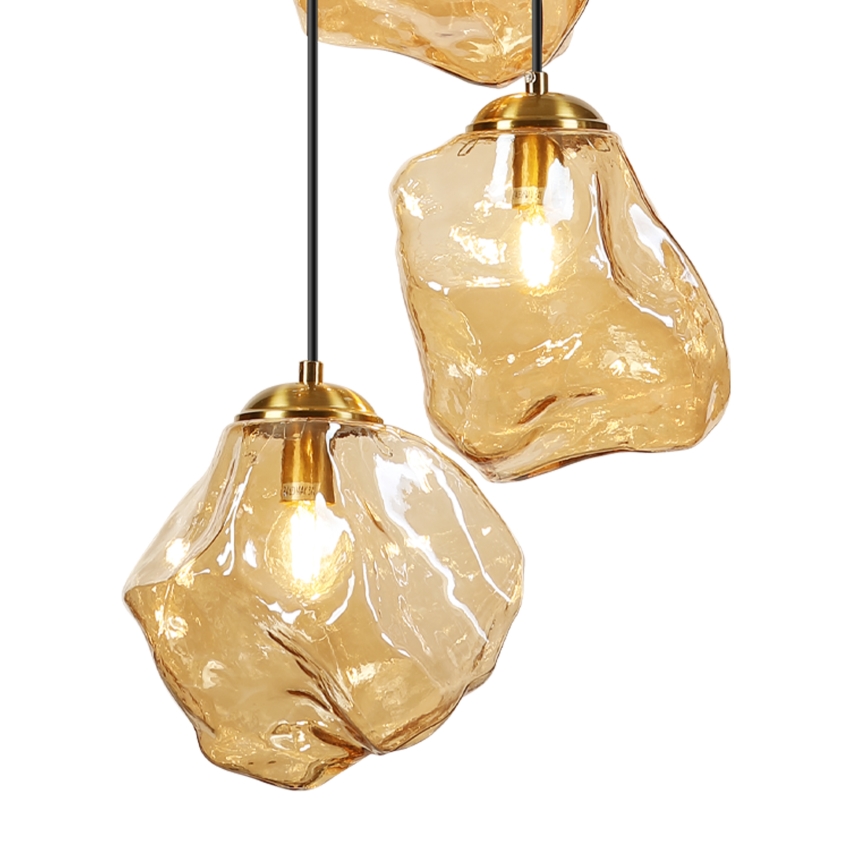 Riippuvalaisin CRISTAL 5xE14/15W/230V messinki/savunvärinen beige