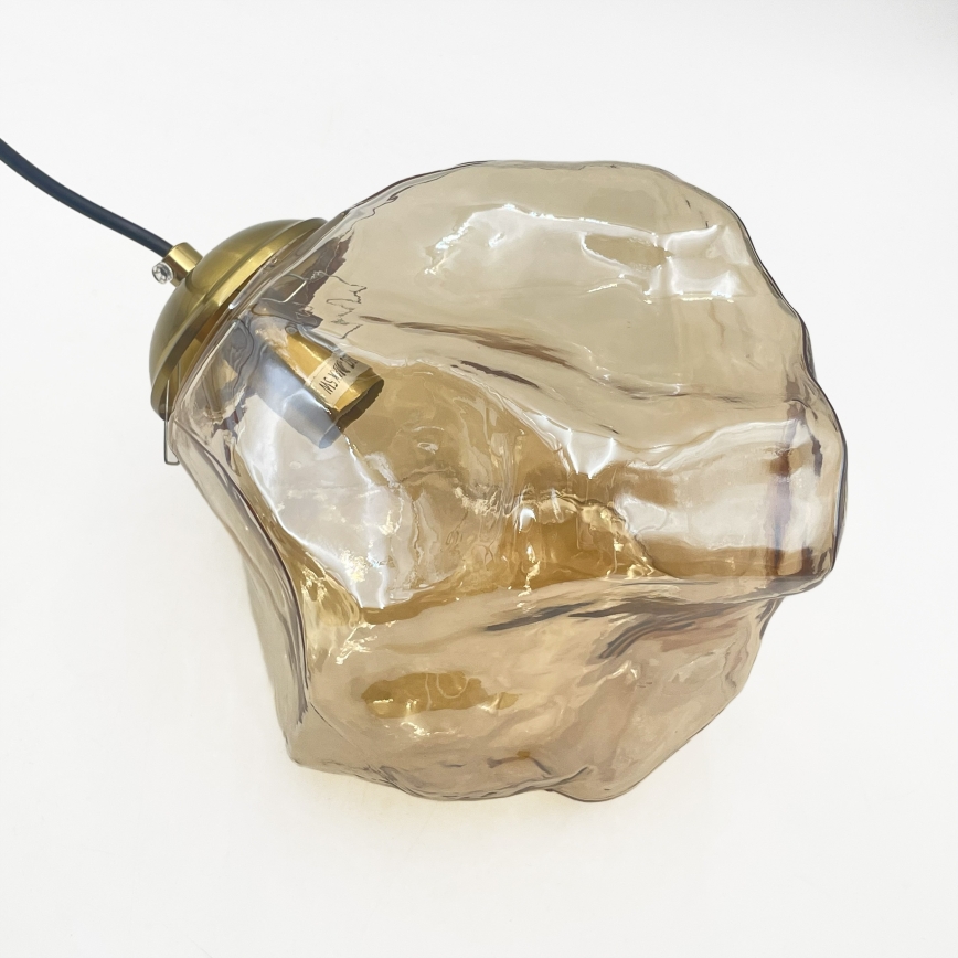 Riippuvalaisin CRISTAL 5xE14/15W/230V messinki/savunvärinen beige