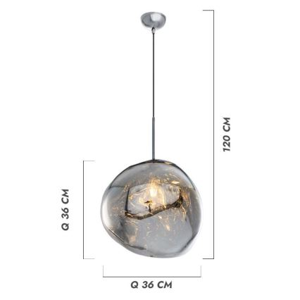 Riippuvalaisin CRUMPLED 1xE27/24W/230V Ø 36 cm savunharmaa