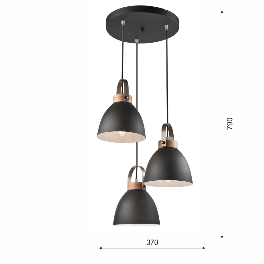 Riippuvalaisin köydellä DANIELLE 3xE27/60W/230V pyökki