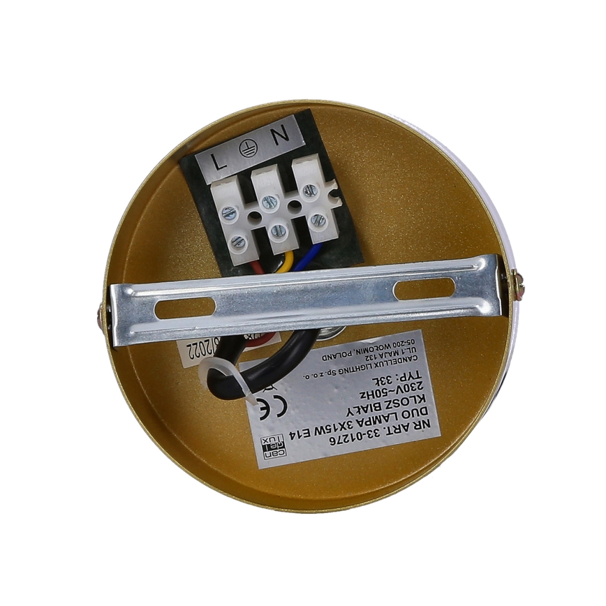 Riippuvalaisin DUO 3xE14/40W/230V kulta/musta